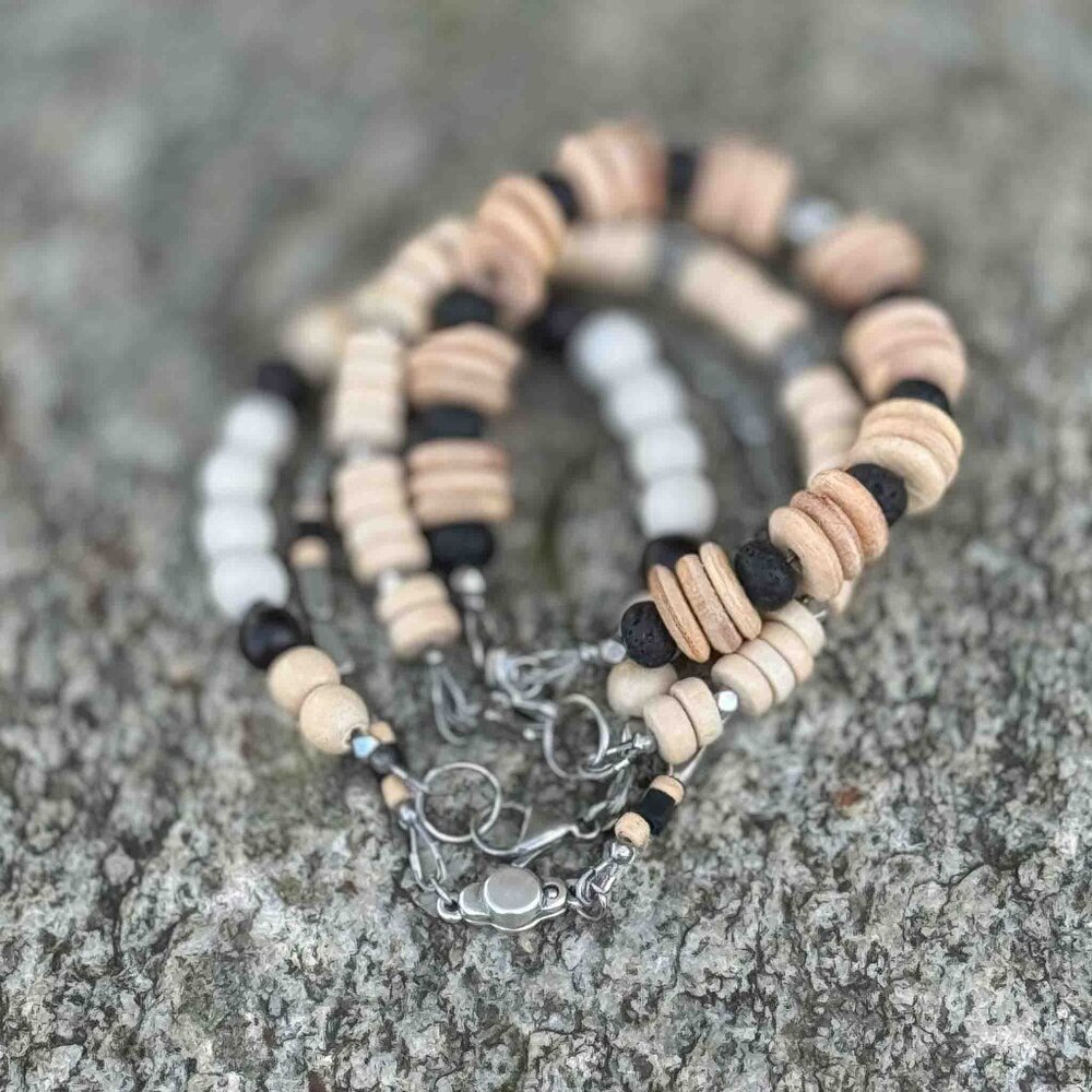 Handmade wood and metal unisex bracelet stack - Picture 8 of 10